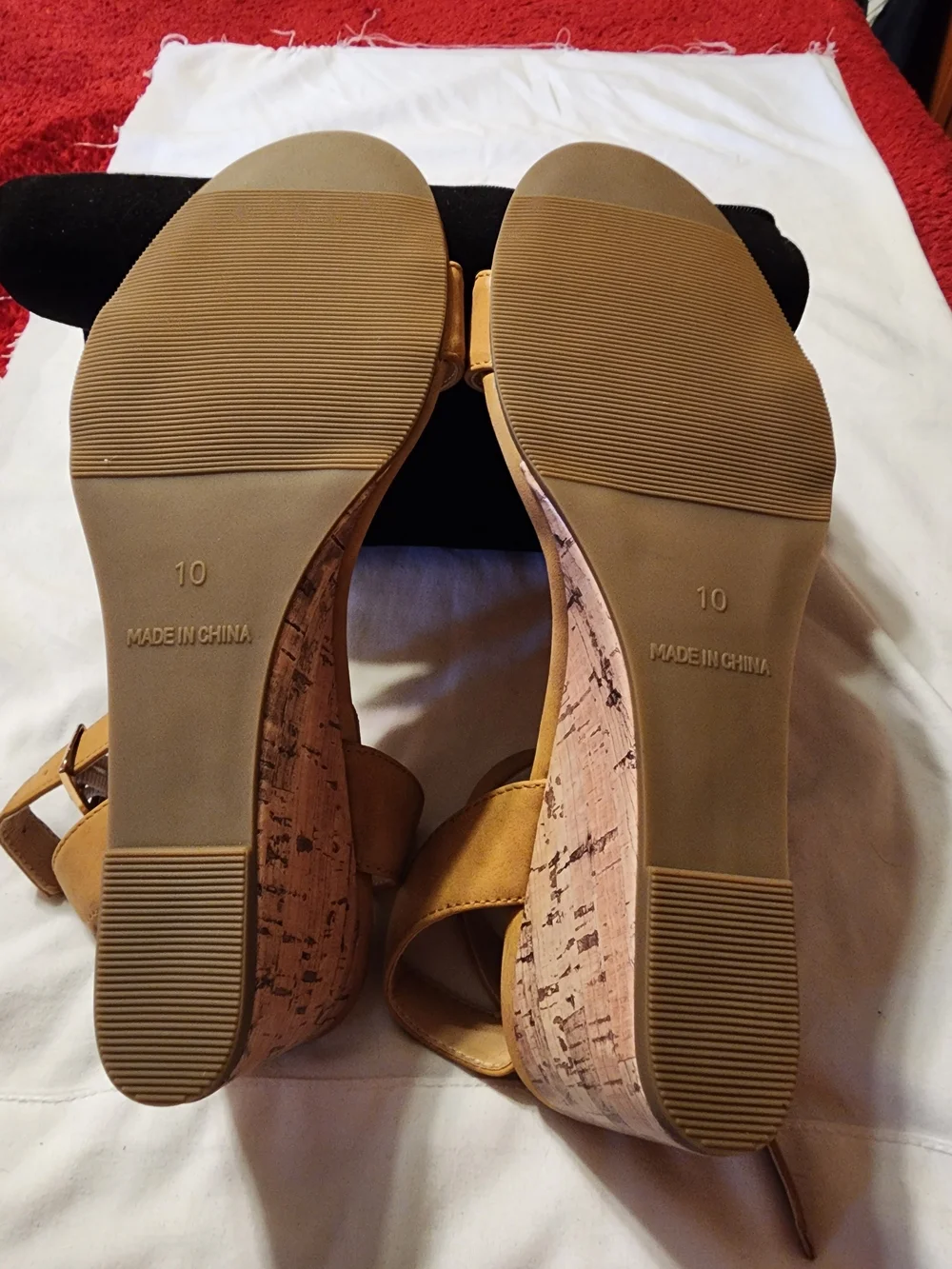 monrvia Women’s Ankle Strap Wedge Sandals - Tan size 10